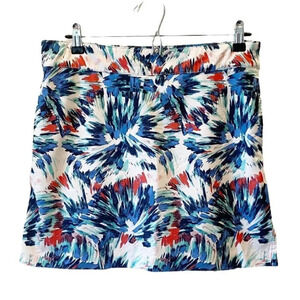 IZOD Golf Tennis Athletic Skort Skirt White Blue Red Floral Print Size  2
